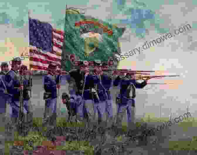 A Photograph Of Irish Brigade Soldiers Marching In Formation, Their Flags Unfurled. In The Irish Brigade (Annotated): A Historical Collection